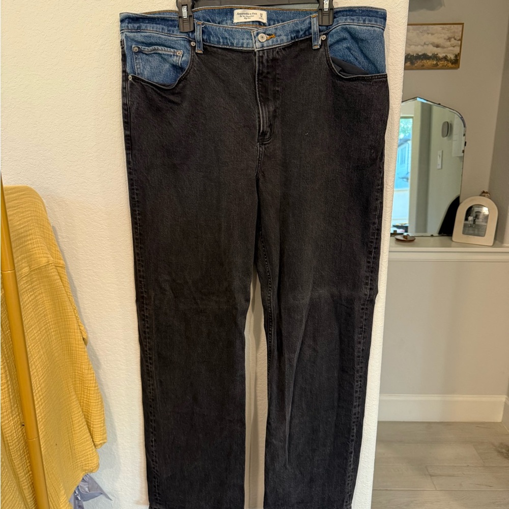 Abercrombie & Fitch Blue and Black Two-Tone High-Rise Jeans